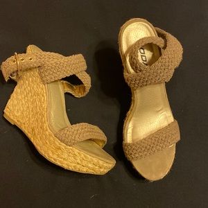 Tan wedge espadrille sandals